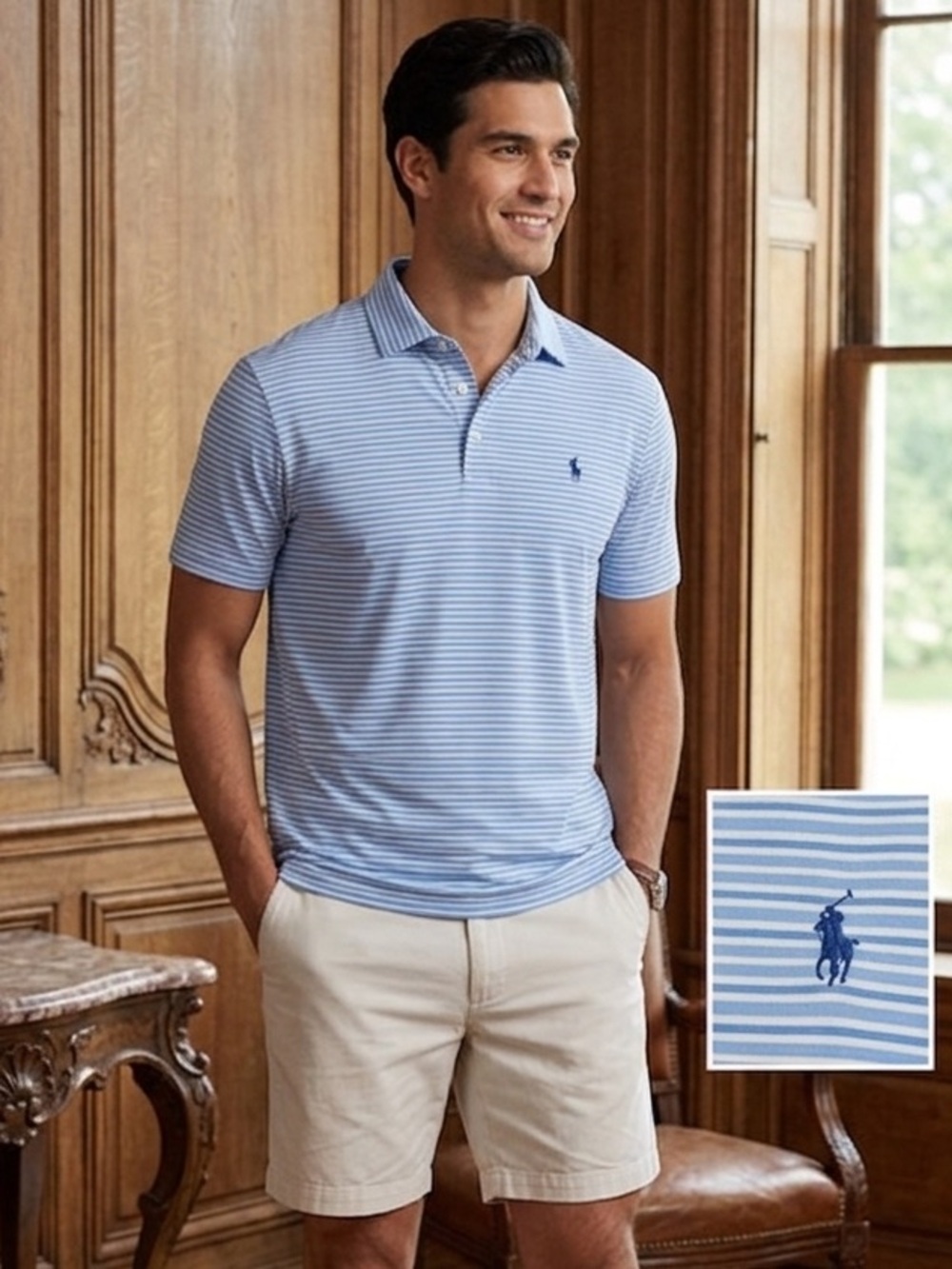 Polo Ralph Lauren Pima Soft Touch Polo Shirt Men's Blue Stripe